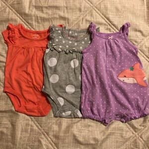 Carter's Bodysuit Trio - Orange, Gray, and Purple